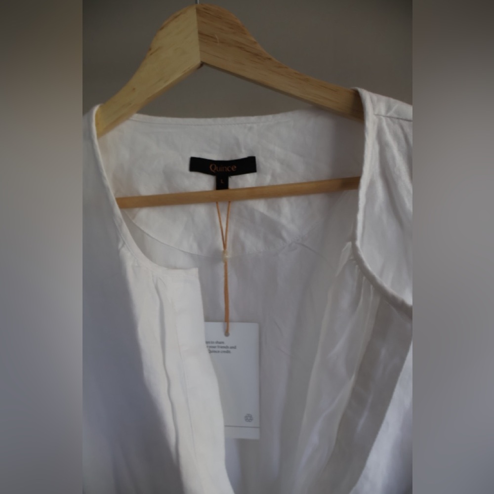 NWT Quince White Tiered Short-Sleeve Maxi Dress Size Large - Picture 3 of 5